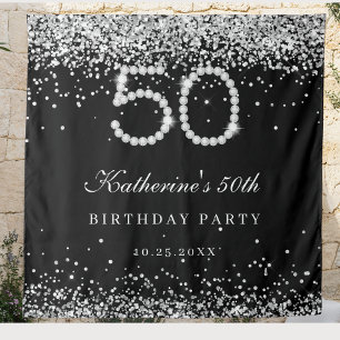 Tenture Elégant Silver Diamonds 50e fête d'anniversaire