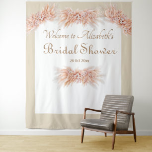 Tenture Elégante aquarelle fleurie nuptiale douche beige