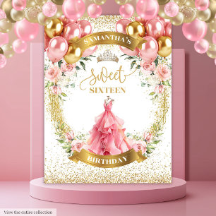 Tenture Élégante bannière Sweet sixteen Rose robe