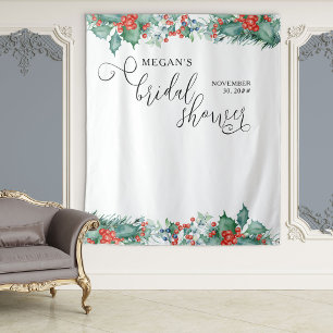 Tenture Élégante calligraphie Hiver Holly Fête des mariées