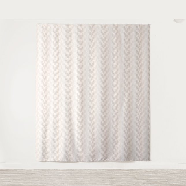 Tenture Elégante Crème Herringbone Zig Zag (Devant)