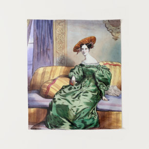 Tenture Élégante dame en vert - Art victorien Imprimer