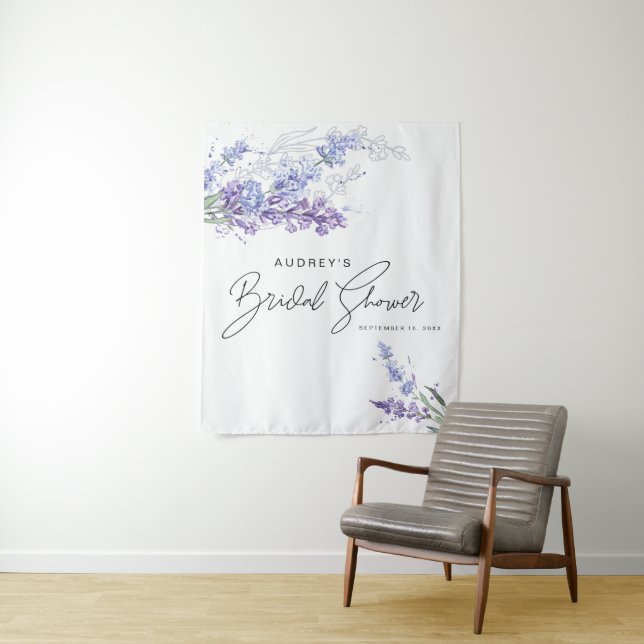 Tenture Elégante Fête des mariées florale de Lavande aquar (En situation)