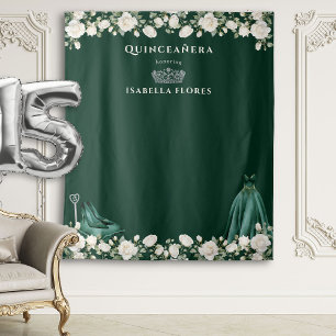 Tenture Elégante Quinceanera Floral Princess Green fond