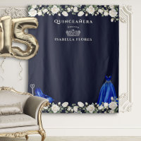 Elégante Quinceanera Florale Princesse Bleu foncé