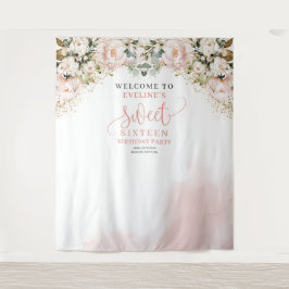 Tenture Elégante rose rousse roses eucalyptus 16e annivers