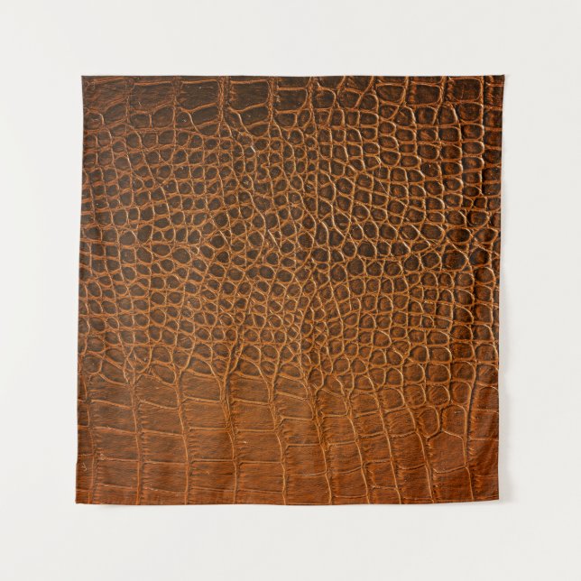 Tenture Élégante texture en cuir de crocodile marron. (Devant)
