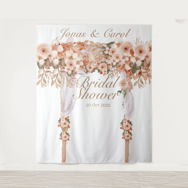 Tenture Élégantes roses beige mariage floral bride shower (Devant)