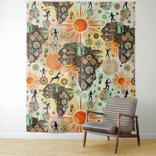 Tenture Éléments de motif décoratif tribal carte d'Afrique