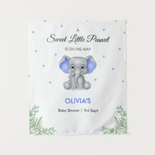 Tenture Elephant Blue Stars Boy Baby shower fond