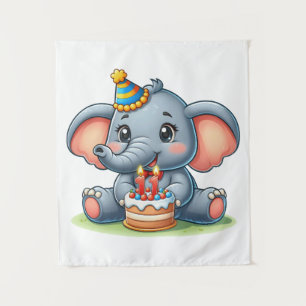 Tenture Éléphant Mignon 11ème Anniversaire