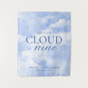 Tenture Elle est sur nuage neuf Fête des mariées bleue