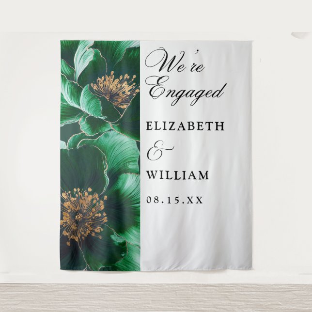 Tenture Emerald Green Floral Engagement (Devant)