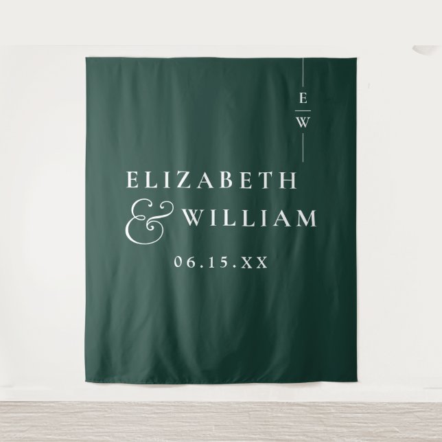 Tenture Emerald Green Minimalist Mariage photo fond (Devant)