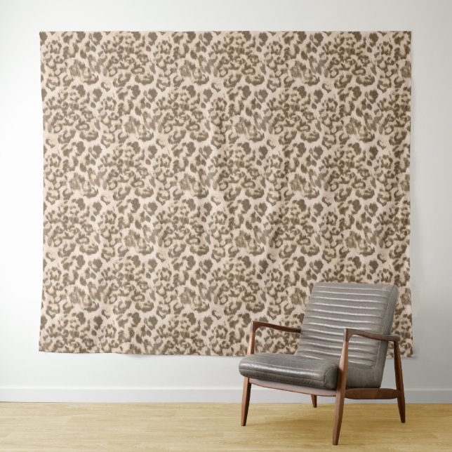 Tenture Empreinte de léopard beige. (En situation (horizontale))