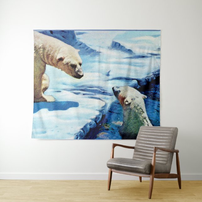 Tenture empreinte de l'ours polaire (En situation (horizontale))