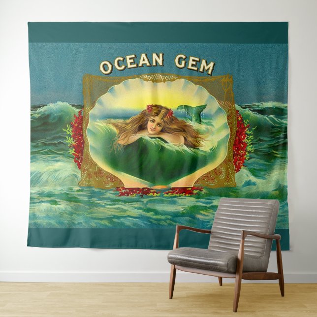 Tenture Empreinte étiquette cigare de sirène Ocean Gem (En situation (horizontale))