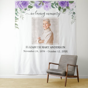 Tenture En Mémoire Amoureuse Photo Purple Floral Memorial