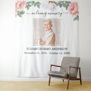 Tenture En mémoire d'amour Photo Pink Floral Memorial
