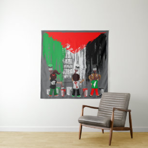 Tenture Enfants de Gaza peignant le drapeau de la Palestin