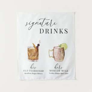 Tenture Enseigne de boissons signatures élégantes à l'aqua