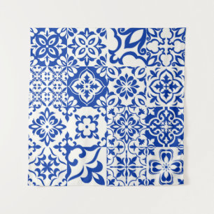 Tenture Ensemble de 16 azulejos en bleu, blanc. Original