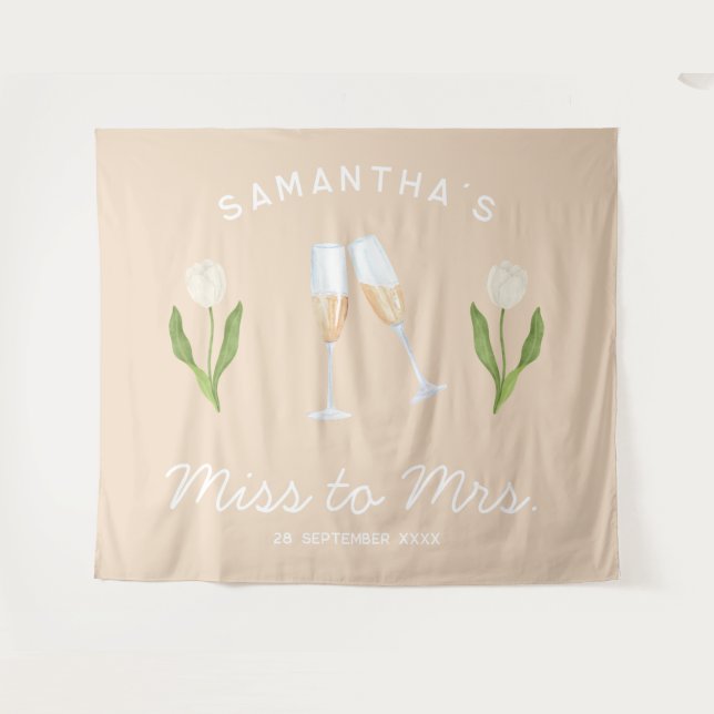 Tenture Enterrement de vie de jeune fille Champagne Miss t (Devant (Horizontal))