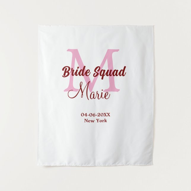 Tenture Équipe de mariée ajoutez nom monogramme demoiselle (Devant)