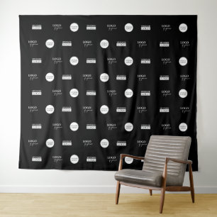 Tenture Étape personnalisée et répéter 3 logos blancs du c