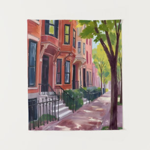 Tenture Été à Boston   Peinture de Brownstones du Massachu