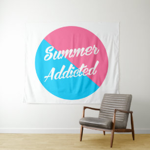 Tenture Été Addicité, rose et bleu design