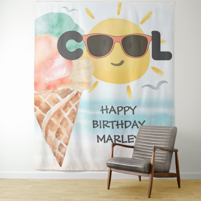 Tenture Été Cool | Anniversaire de glace de plage tropical (En situation)