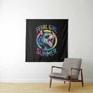 Tenture Été de fille sauvage Opossum Tie Dye Raton laveur