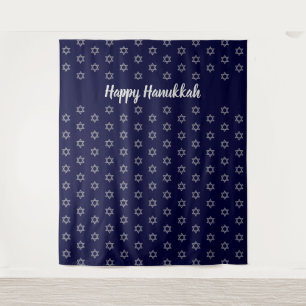 Tenture ÉTOILE DE DAVID   Joyeux Hanoukka Bleu   Fond