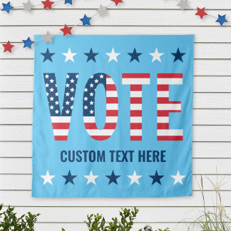 Tenture Étoile de Vote Patriotique Texte Personnalisé