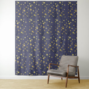 Tenture Etoiles d'or sur Bleu (ou Vert ou Rouge)