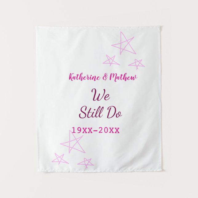 Tenture Étoiles roses Renouvellement de vœux anniversaire  (Devant)