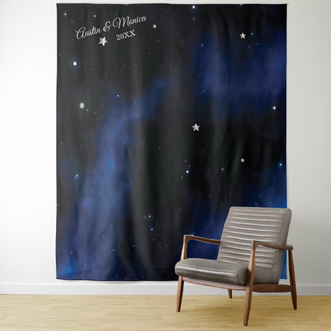 Tenture Étoiles scintillantes la nuit suspendues (En situation)