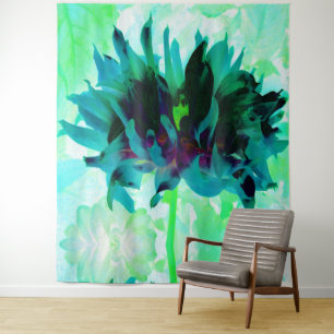 Tenture Etonnant Turquoise et noir Cactus Dahlia