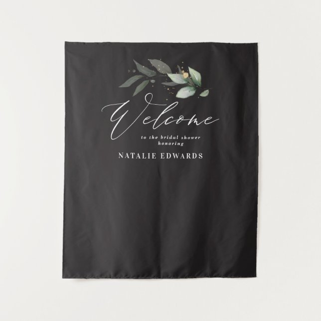 Tenture Eucalyptus black gold bain de mariage de bienvenue (Devant)