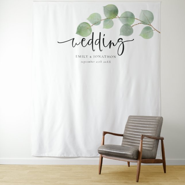 Tenture Eucalyptus Noms Date Mariage Contexte pour les pho (En situation)