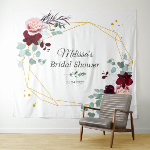 Tenture Eucalyptus Rose Bourgogne Fête de Mariage Florale