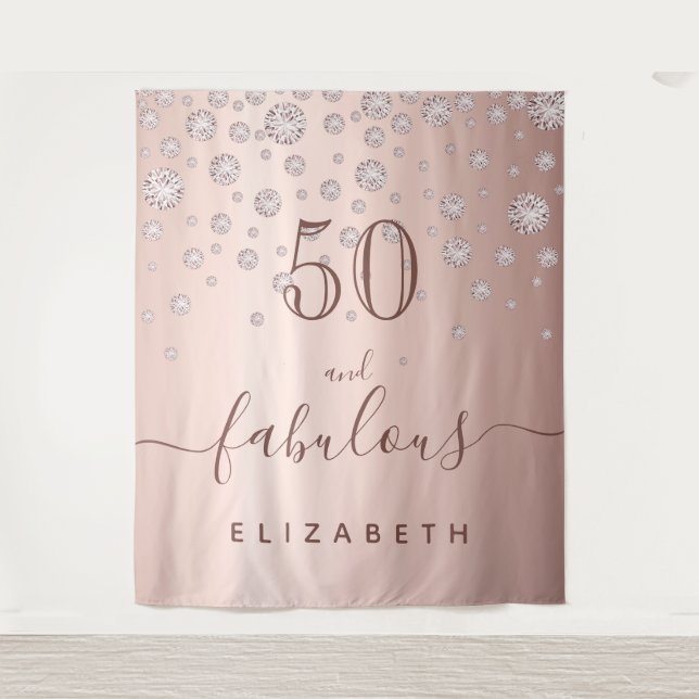 Tenture Fabuleux anniversaire rose or diamants glam (Devant)