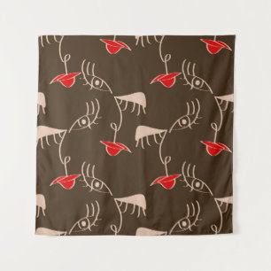 Tenture Face de femme à une ligne : motif abstrait.