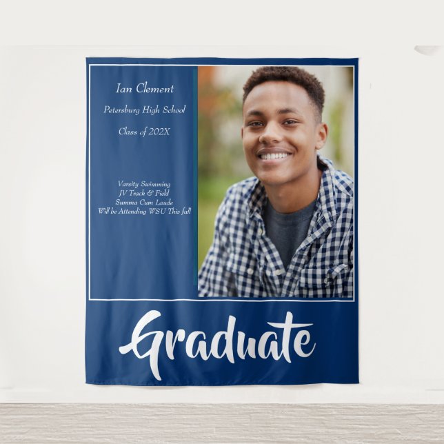Tenture Faire-part de remise de diplôme avec photo minimal (Devant)