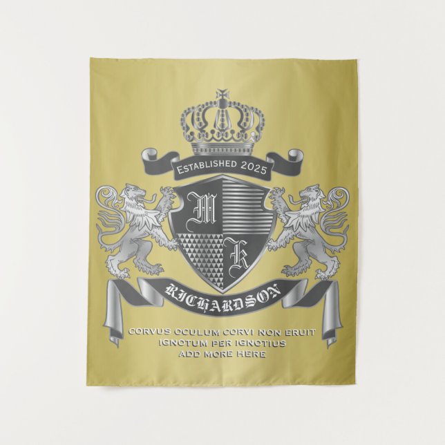Tenture Faites votre propre blason d'armoiries d'or Lion g (Devant)