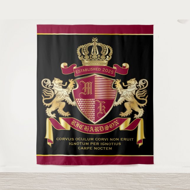 Tenture Faites votre propre blason d'armoiries d'or rouge (Devant)