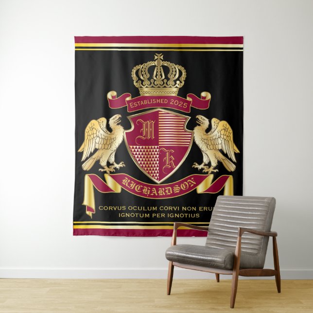 Tenture Faites votre propre blason Emblème d'aigle rouge o (En situation)