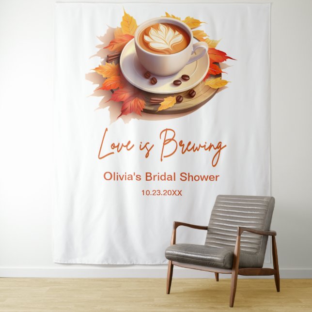 Tenture Fall Autumn Love is Brewing Coffee Bridal Shower  (En situation)