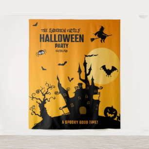 Tenture Famille Haunted Mansion Halloween Party Contexte